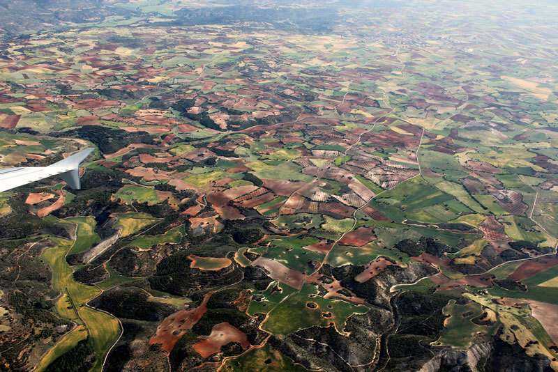 Madrid spain aerial from an airplane window