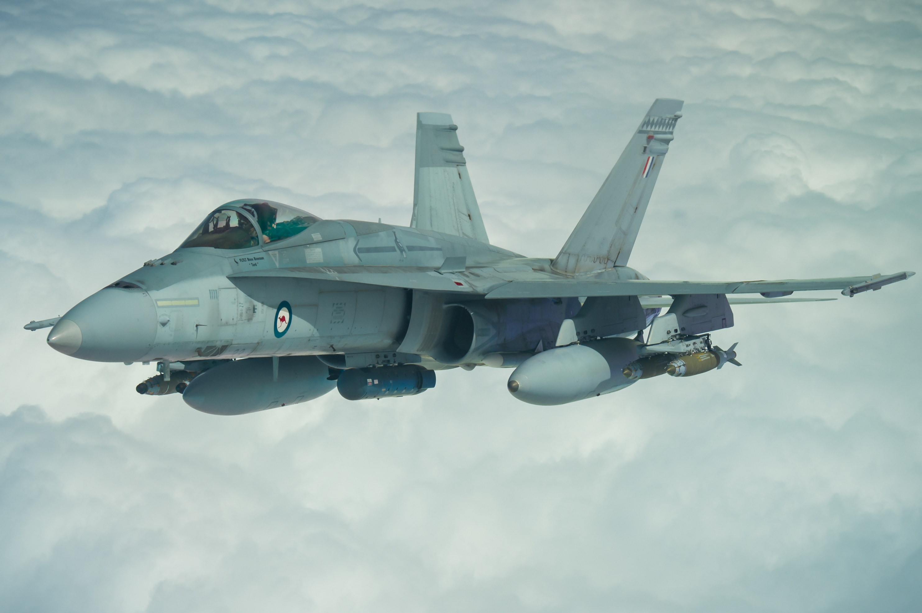 RAAF FA 18 A Hornet in flight during Operation Okra over Iraq2 C March 222 C 2017