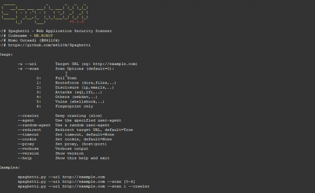Spaghetti Download Web Application Security Scanner 640x392